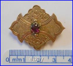 10K Yellow Gold & Amethyst Victorian Ornate Hand Chased Floral Design Brooch Pin