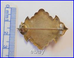 10K Yellow Gold & Amethyst Victorian Ornate Hand Chased Floral Design Brooch Pin