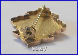 10K Yellow Gold & Amethyst Victorian Ornate Hand Chased Floral Design Brooch Pin