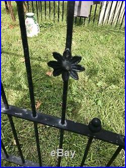 11 Antique Victorian Iron Fence Architectural Salvage Hand Forged Spear Flower