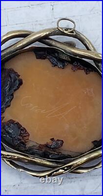 12K Gold Plate Victorian Pinchbeck Shell Cameo Brooch Pax w Horses of Mars