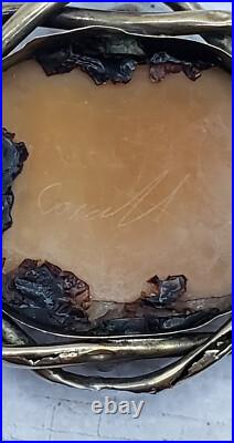 12K Gold Plate Victorian Pinchbeck Shell Cameo Brooch Pax w Horses of Mars