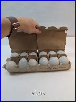 12 Antique VICTORIAN HAND BLOWN MILK GLASS EGGS Never Painted