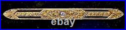 14K Antique Victorian Brooch Pin with Hand Cut Ceylon Blue Sapphire