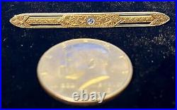 14K Antique Victorian Brooch Pin with Hand Cut Ceylon Blue Sapphire