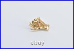 14K Victorian Hand Holding Stone Ornate Lapel Pin/Brooch Yellow Gold 38