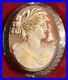 14K White Gold Antique Victorian Hand Carved Shell Cameo Brooch. # MP. 419