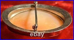 14K White Gold Antique Victorian Hand Carved Shell Cameo Brooch. # MP. 419