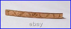 14K Yellow Gold Victorian Floral Hand Chased Bar Pin Brooch 50 mm