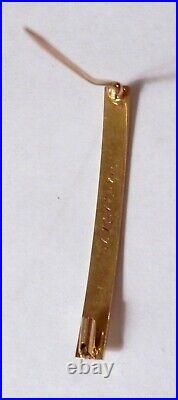 14K Yellow Gold Victorian Floral Hand Chased Bar Pin Brooch 50 mm