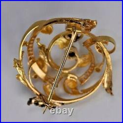 14 Karat Gold Edwardian, Victorian Diamond, Pearl, Pin Vintage Hand Made