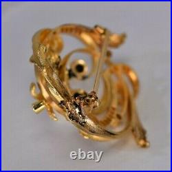 14 Karat Gold Edwardian, Victorian Diamond, Pearl, Pin Vintage Hand Made