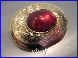14 kt Gold Late Victorian Circa 1880's Hand Engraved Garnet Pin Pendant' Superb
