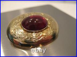 14 kt Gold Late Victorian Circa 1880's Hand Engraved Garnet Pin Pendant' Superb