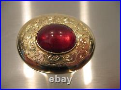 14 kt Gold Late Victorian Circa 1880's Hand Engraved Garnet Pin Pendant' Superb