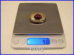 14 kt Gold Late Victorian Circa 1880's Hand Engraved Garnet Pin Pendant' Superb