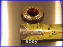 14 kt Gold Late Victorian Circa 1880's Hand Engraved Garnet Pin Pendant' Superb