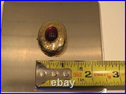 14 kt Gold Late Victorian Circa 1880's Hand Engraved Garnet Pin Pendant' Superb