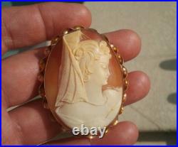 14k Gold Antique Victorian Hand Carved Cameo Shell Large 3d Stunning Details