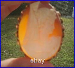 14k Gold Antique Victorian Hand Carved Cameo Shell Large 3d Stunning Details