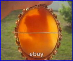 14k Gold Antique Victorian Hand Carved Cameo Shell Large 3d Stunning Details