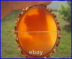 14k Gold Antique Victorian Hand Carved Cameo Shell Large 3d Stunning Details