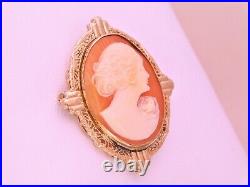 14k Gold Victorian Hand Carved Cameo Brooch