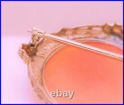 14k Gold Victorian Hand Carved Cameo Brooch