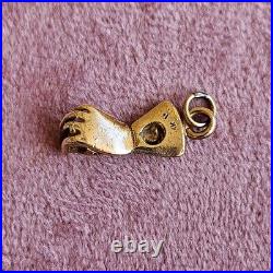 14k Gold Victorian Hand Holding Orb Turquoise Charm Pendant Figa Symbolic