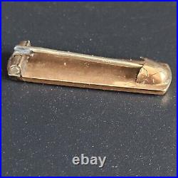 14k Yellow Gold Antique Bar Pin Hand Made Monogramed 2.08g Victorian Scroll