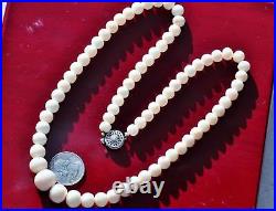 14k white gold necklace 24.0 pink angel skin coral antique 74.3gr