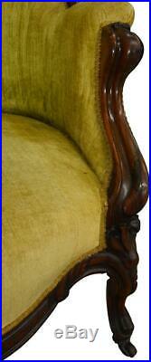17352 Victorian Rosewood Hand Carved Large Sofa