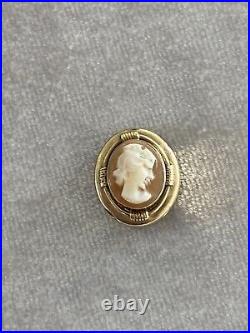 1800's Victorian Hand Carved Shell Cameo Slide Chain Pendant