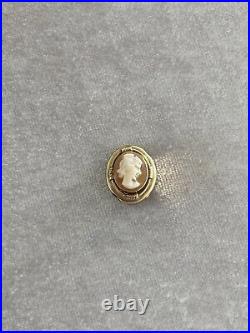 1800's Victorian Hand Carved Shell Cameo Slide Chain Pendant