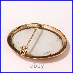 1800s Victorian 14K GOLD Cameo Hand Painted Porcelain Portrait Brooch Child