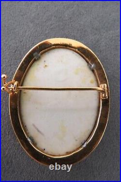 1800s Victorian 14K GOLD Cameo Hand Painted Porcelain Portrait Brooch Child