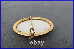 1800s Victorian 14K GOLD Cameo Hand Painted Porcelain Portrait Brooch Child