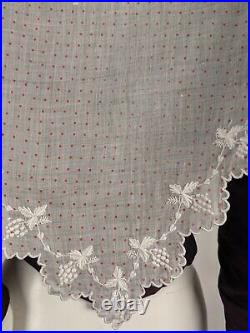 1830s Red Polka Dot White India Pelerine For Dress W Hand Embroidery