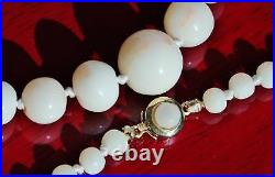 1860s Antque 5-12.5mm 14k yellow gold 23.0 angel skin coral bead necklace 32.6g