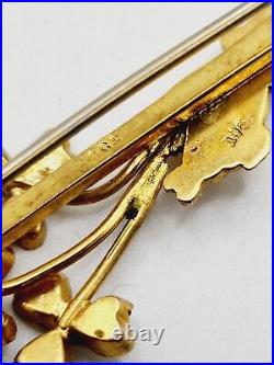 1870s Antique MID VICTORIAN 9ct Gold IRISH GREEN CLOVER with Lady's HAND bar PIN