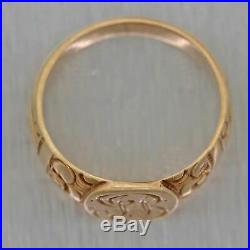 1880s Antique Victorian 14k Yellow Gold 13mm Wide Hand Engraved Band Ring