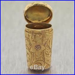 1880s Antique Victorian 14k Yellow Gold Trash Bin Hand Engraved Pendant Necklace