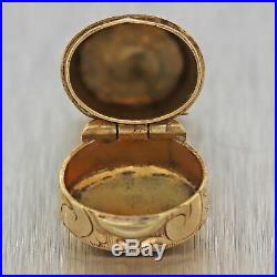 1880s Antique Victorian 14k Yellow Gold Trash Bin Hand Engraved Pendant Necklace