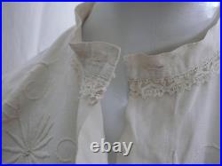 1880s Unbleached Blouse White/Cream Linen Full Sleeve Lots of Hand Embroidery