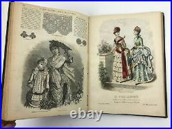 1884 La Mode Illustree Hand Coloured Fashion Plates Folio with 48 Large Plates