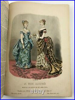 1884 La Mode Illustree Hand Coloured Fashion Plates Folio with 48 Large Plates