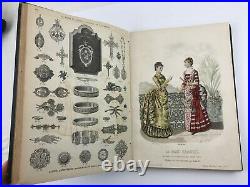 1884 La Mode Illustree Hand Coloured Fashion Plates Folio with 48 Large Plates