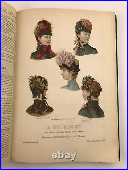 1884 La Mode Illustree Hand Coloured Fashion Plates Folio with 48 Large Plates