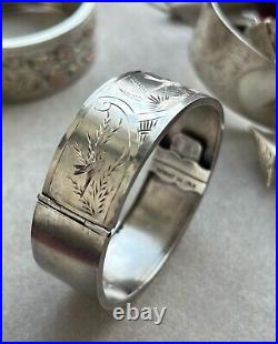 1887 Antique Victorian Womens Jewelry Circle Bangle Cuff Silver 925 Hand Carved