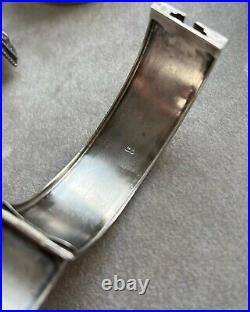 1887 Antique Victorian Womens Jewelry Circle Bangle Cuff Silver 925 Hand Carved